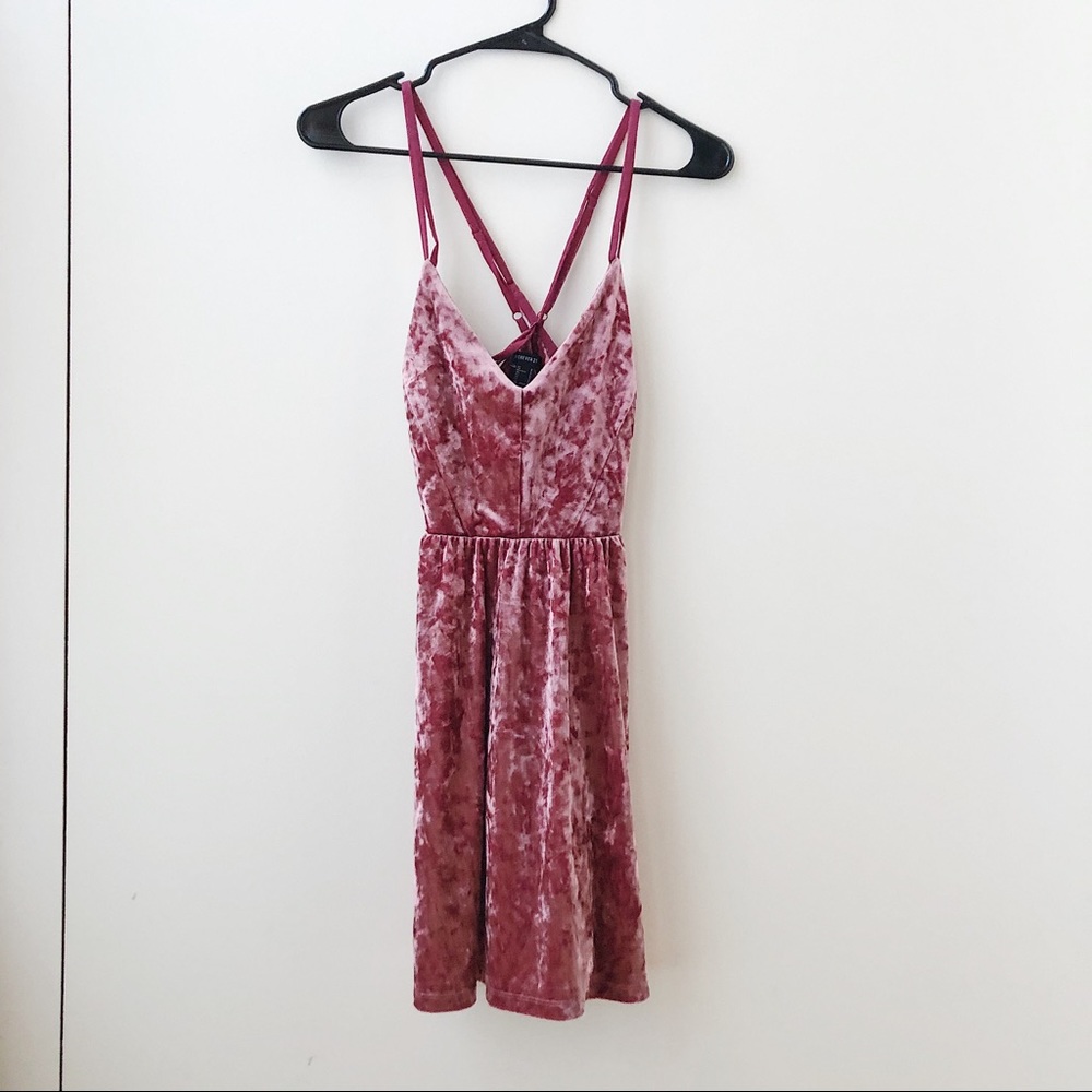 Pink Velvet Criss Cross Back Dress